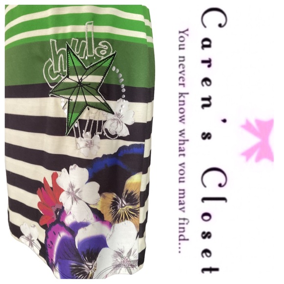 Desigual Graphic Chula Life Floral Stripe Sleeveless Multicolor Mini Dress - Picture 7 of 7